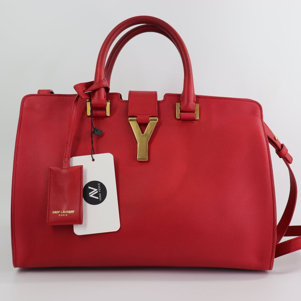 Saint Laurent Calfskin Small Classic Y Cabas Red